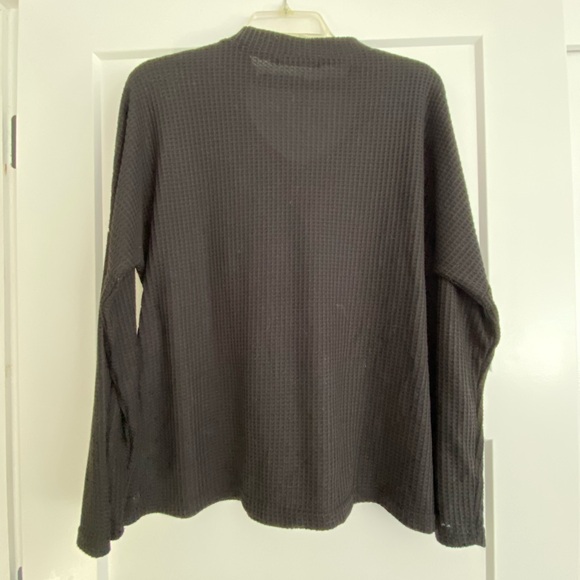 Black waffle knit sweater top - Picture 4 of 5